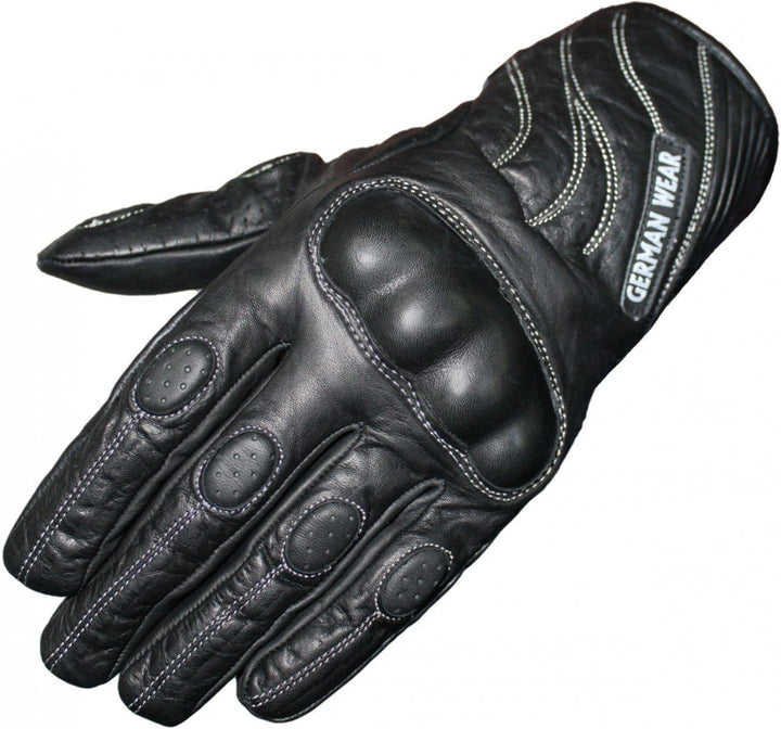 German Wear Motorradhandschuhe Motorrad Biker Lederhandschuhe Schwarz 8=m, 8=m
