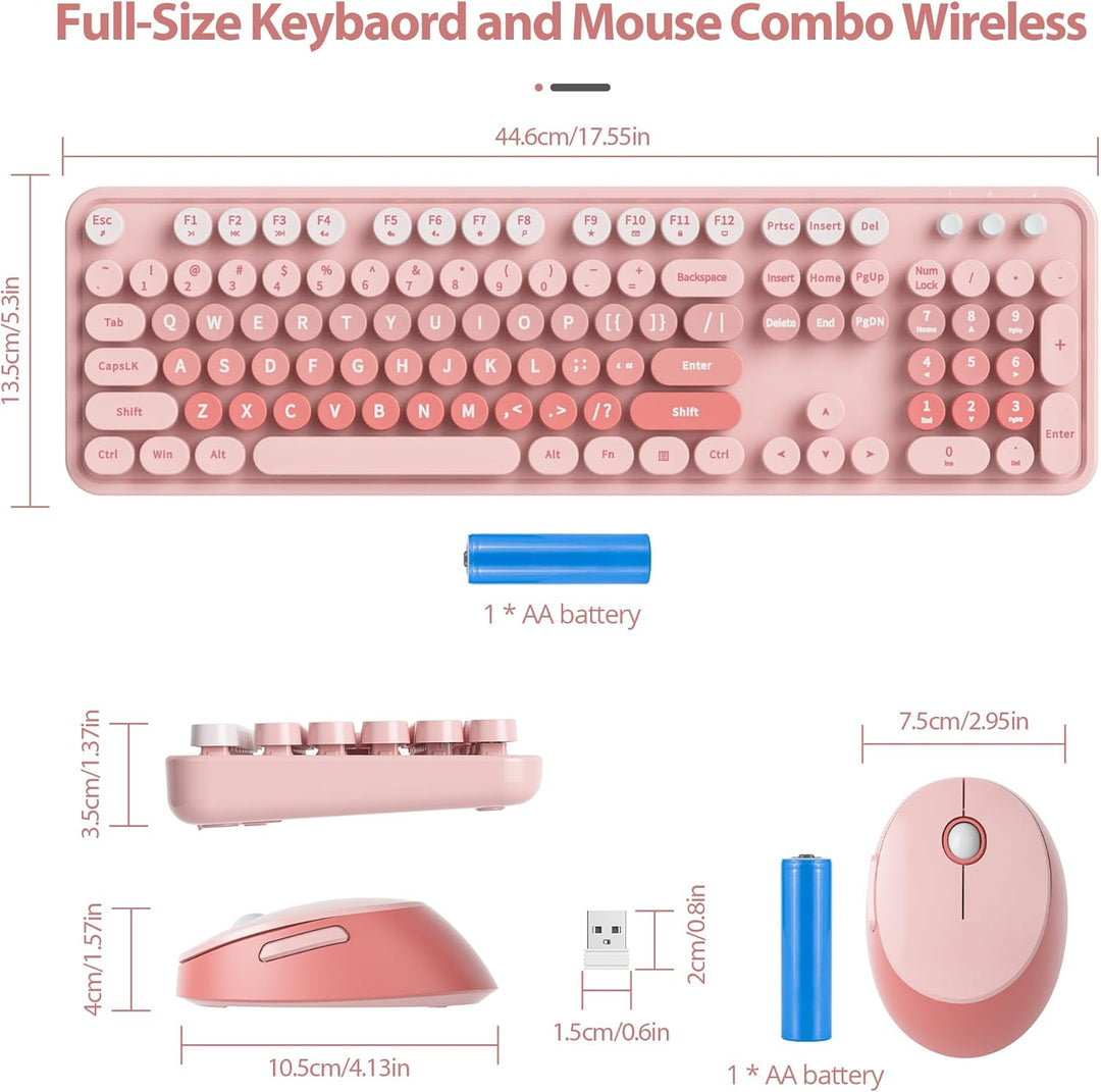 SOLIDEE Kabellose Tastatur und Maus-Kombination, Schreibmaschinen-Tastatur Mit Ziffernblock, 2.4GHz