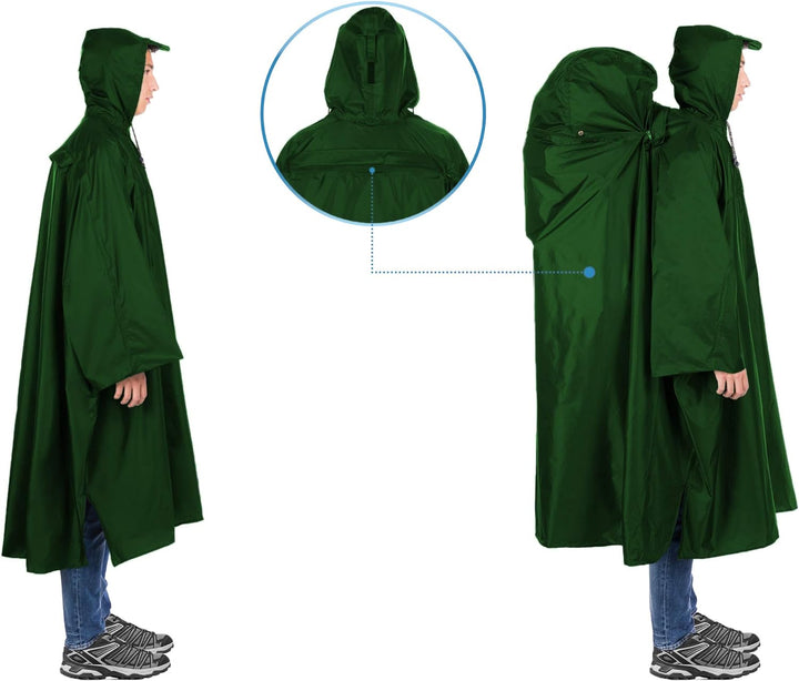 HOCK Regenponcho Wandern 'Kraxen AS' mit Rucksack Regenschutz – Herren & Damen Regencape Atmungsakti