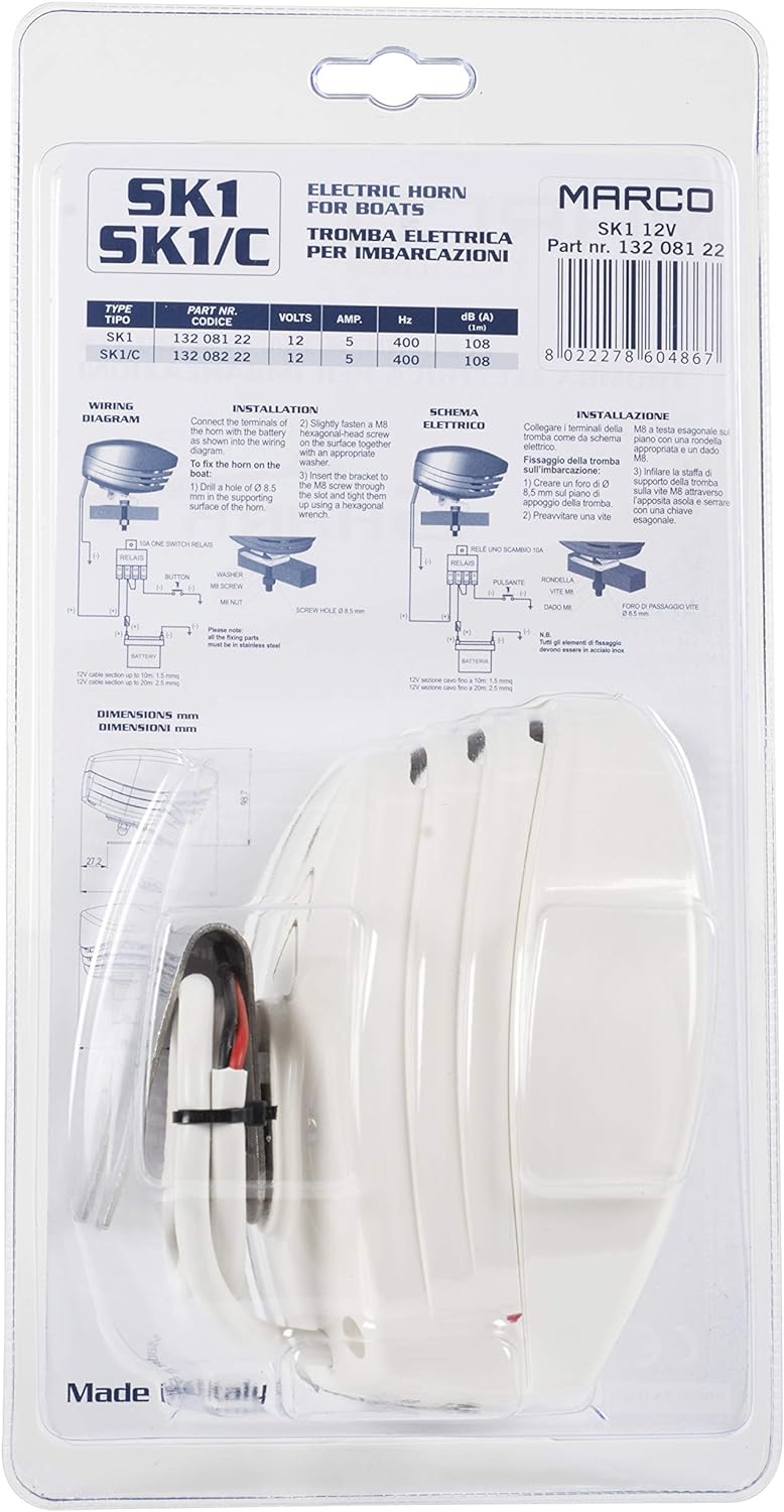 Einzelhorn sk1 shark marco 12V Hupe für Boot Schlauchboot