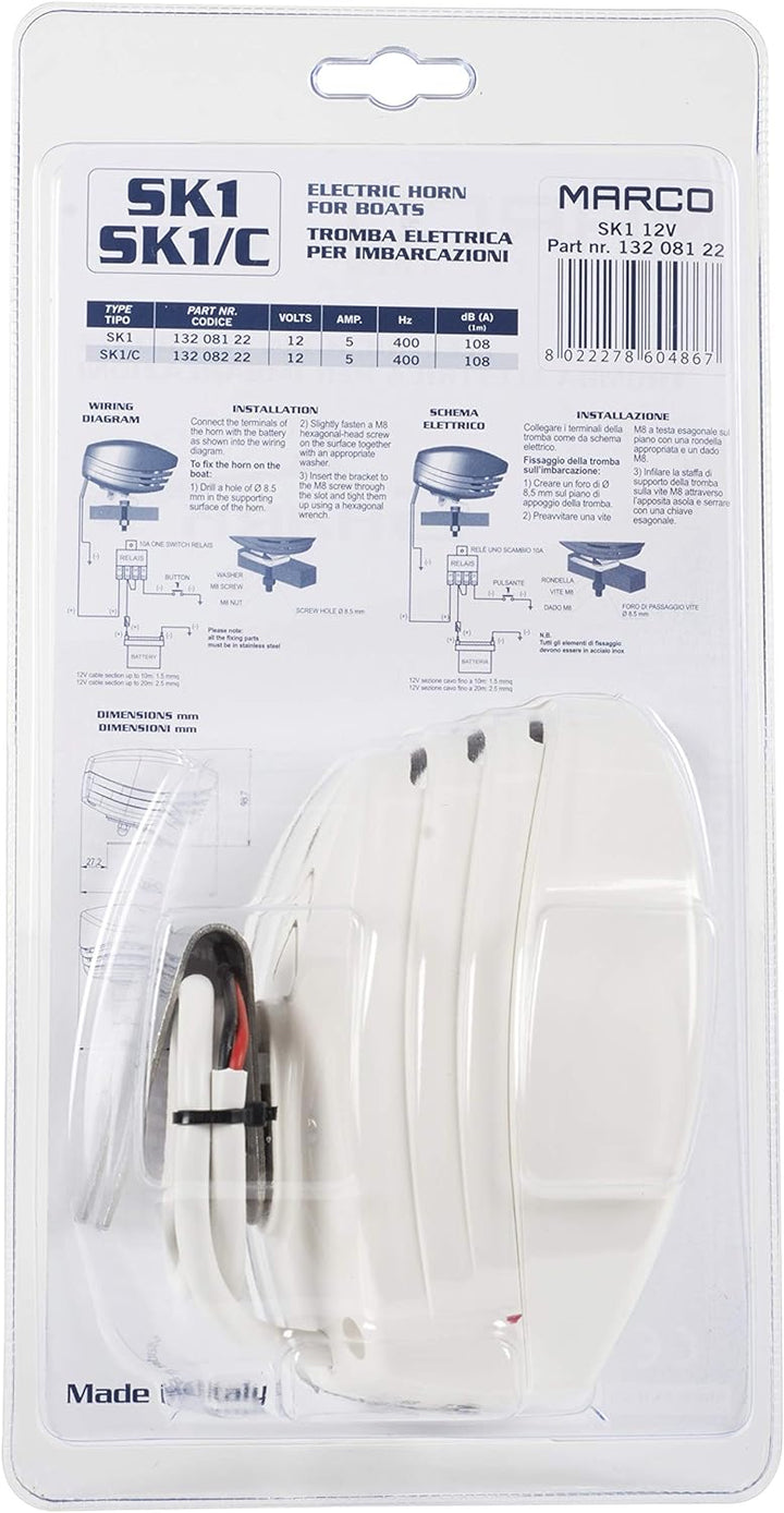 Einzelhorn sk1 shark marco 12V Hupe für Boot Schlauchboot