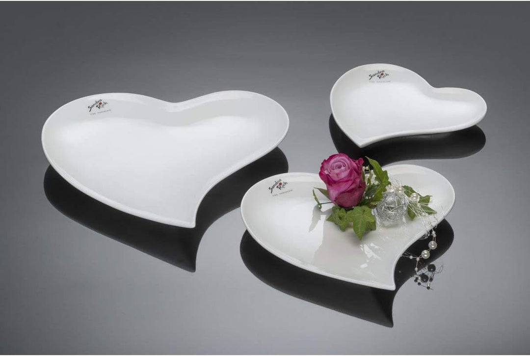 3x Teller weiss Herz 17cm 3 Stück, 3 Stück
