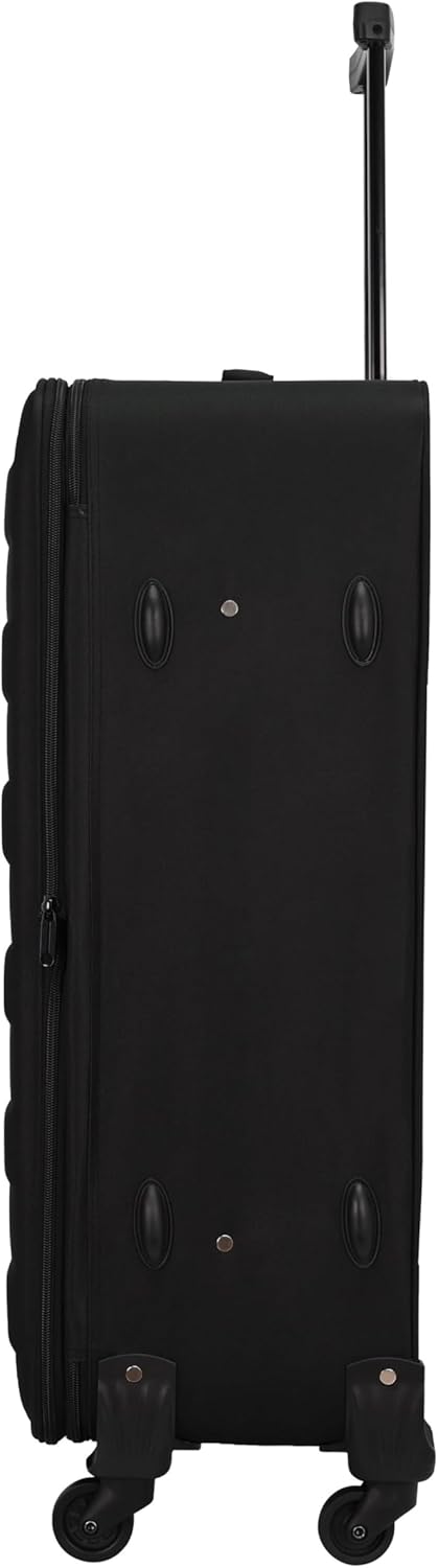 SIGN Stoffkoffer Reisekoffer Trolley (Handgepäck-Mittel-Gross-Set) + 5cm Dehnungsfuge (Schwarz, Gros