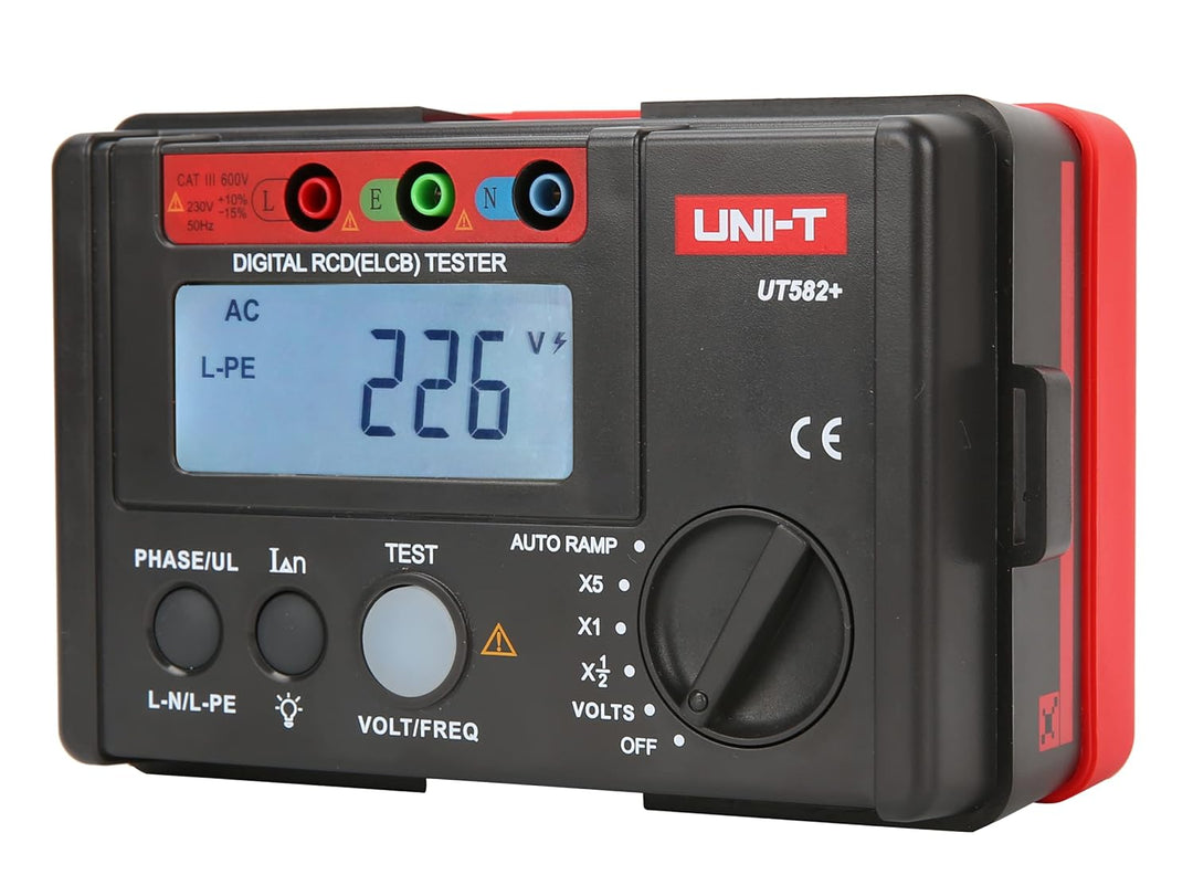 UNI-T UT582+ Digital RCD (ELCB) Tester Auto RAMP Leakage Circuit Breaker Meter mit Mis-Operation Buz