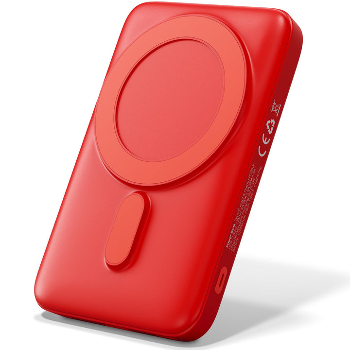 Classic Powerbank 10.000 mAh Rot – 22,5 W Schnelllade-Powerbank mit PD 20W, 15W Wireless Charging, U