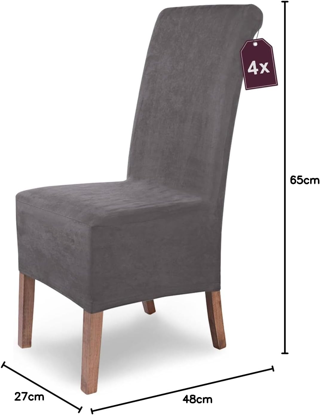 SCHEFFLER-Home Stuhlhussen 4er Set Leon Grau/elastische Wildleder Hussen für Stühle/Robustes Freisch