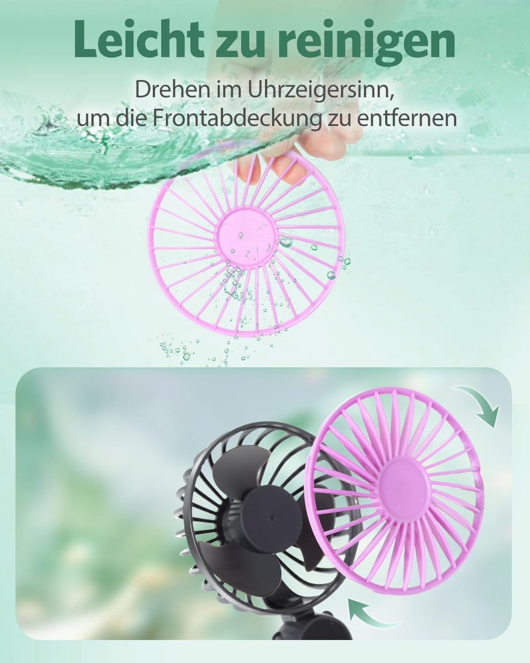 2 Stück Mini Handventilatoren Akku Aufladbar,Tragbarer USB Klein Hand Ventilator Sehr Leise,LED Anze