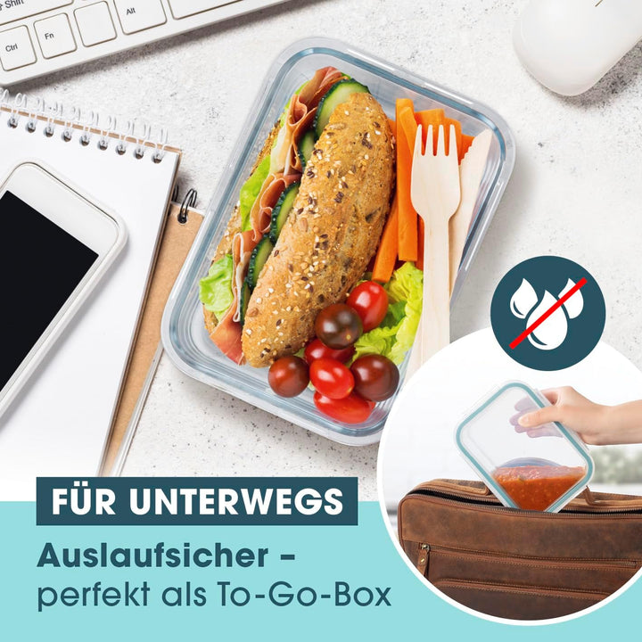 GOURMETmaxx Glas-Frischhaltedosen Klick-It 3 Dosen 900 ml | Als Brotdose oder für Meal Prep | Spülma