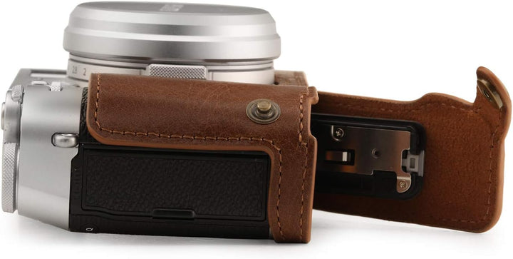 MegaGear MG1895 Ever Ready Kameratasche, Echtleder, kompatibel mit Fujifilm X100V, Braun, Braun