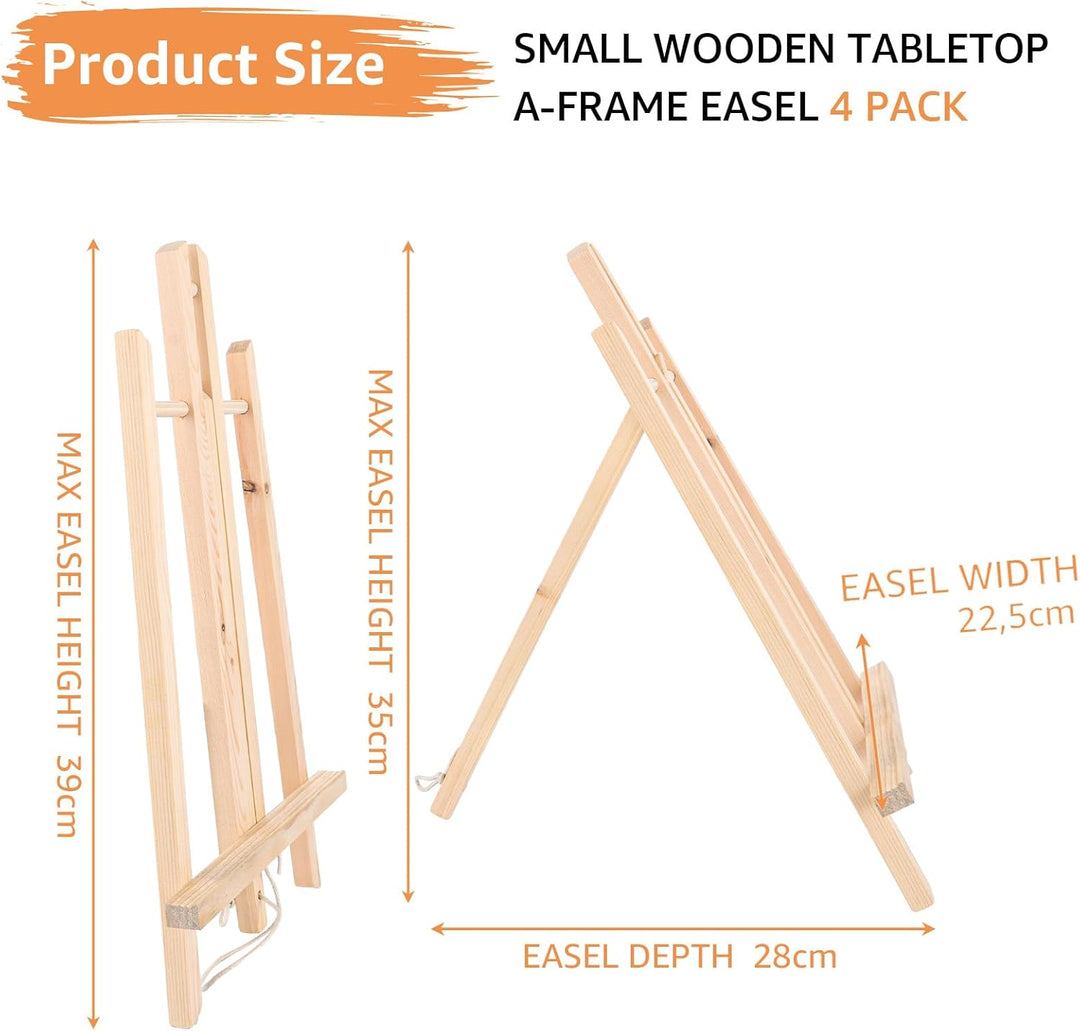 ASelected 4 Stück Staffelei Holz Klein 40cm Tischstaffelei Staffelei Dreifuss Holzstaffelei Klein Ti
