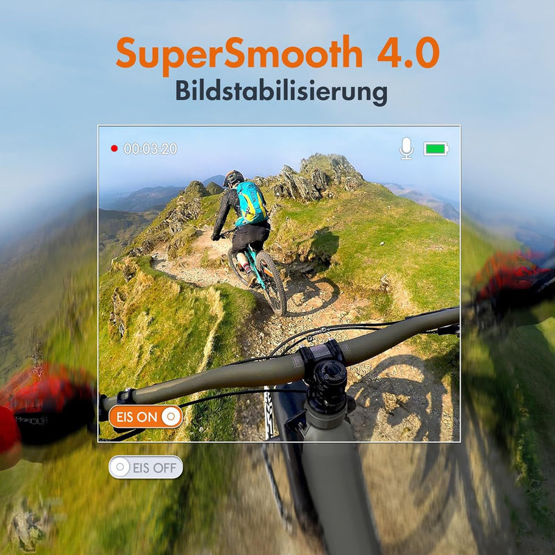 XTU Action Cam 4K30FPS 20MP Ultra HD 2,0 Zoll LCD Touchscreen 40M Unterwasserkamera mit 64GB U3 Spei