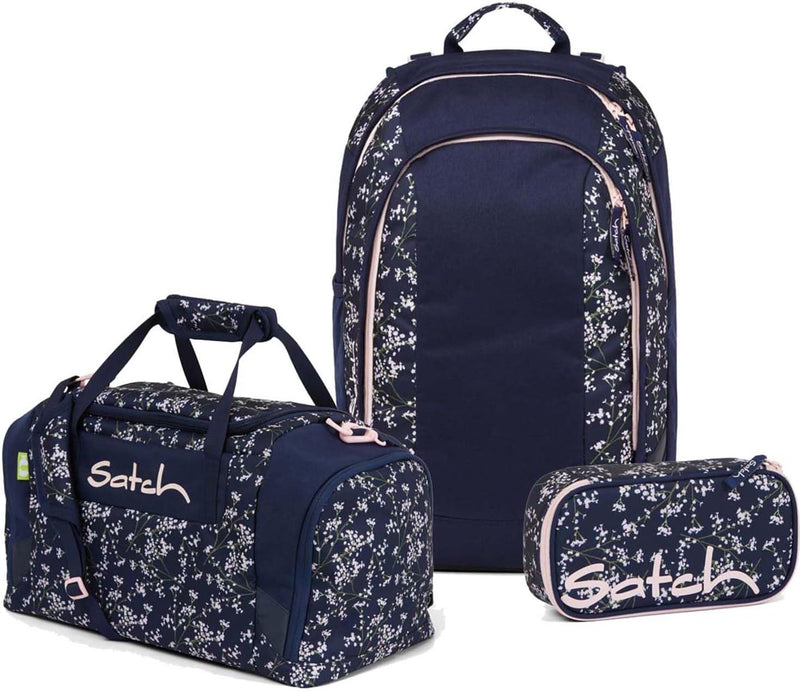 satch Air Schulrucksack Set 3tlg. inkl. Schlamperbox und Sporttasche Bloomy Breeze, Bloomy Breeze