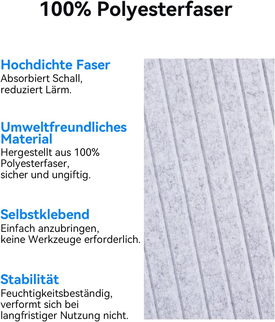 18 Stück Quadratische Akustikplatten Selbstklebend, Abdeckung 1.62㎡, Schalldämmung für Wände &amp; Türen