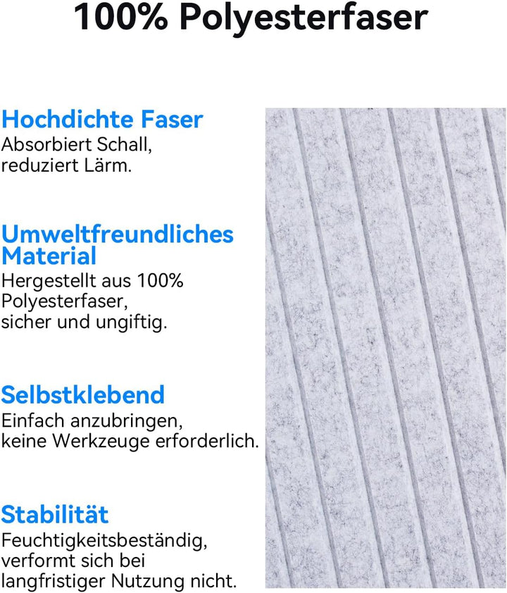 18 Stück Quadratische Akustikplatten Selbstklebend, Abdeckung 1.62㎡, Schalldämmung für Wände &amp; Türen