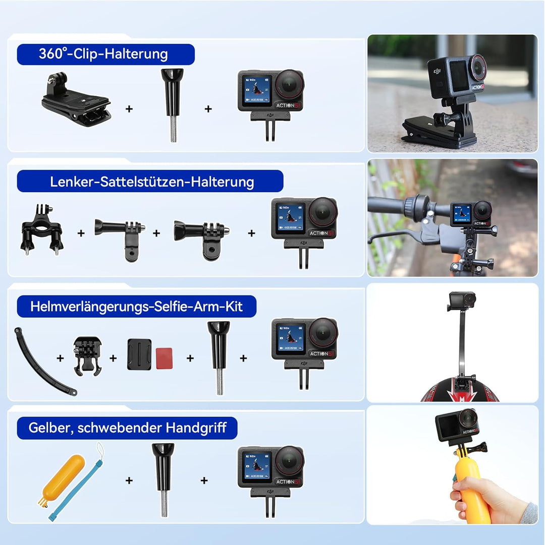 58 in 1 Action Kamera Zubehör Kit, Kompatibel mit DJI Osmo Action 5/4/3/2, Kompatibel mit Insta360 G