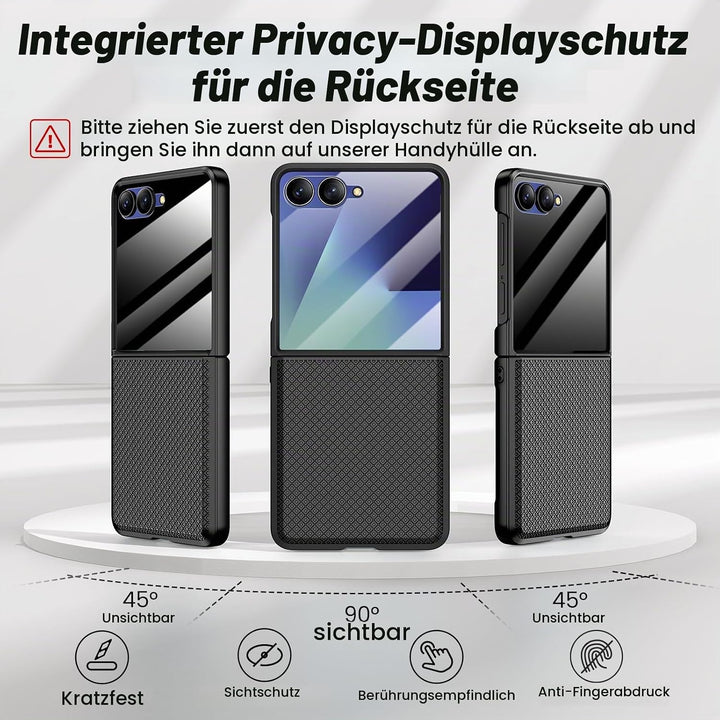 Doeshine für Samsung Galaxy Z Flip 7 Hülle [Not für Flip 7 FE] mit Scharnierschutz &amp; Privacy Screen