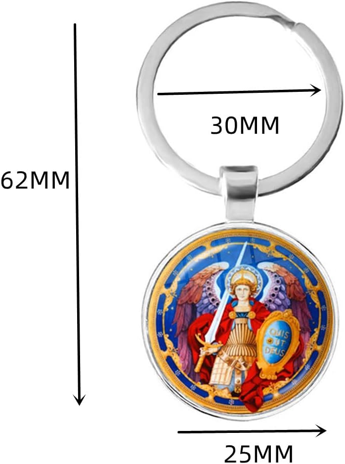 Saint Michael Schlüsselanhänger mit Schlüsselring für Damen und Herren,Erzengel St Michael Schlüssel