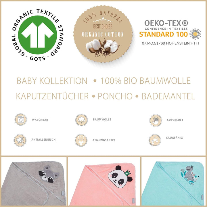sei Design Dein Bio-KAPUZENTUCH aus 100% Bio Baumwolle für Babys | Kapuzenbadetuch | Kapuzenhandtuch