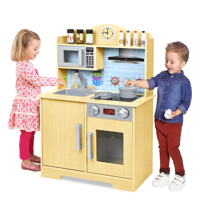 YRHome Kinderküche Holz Spielküche Küchen-Zubehör Kinder Küche Holzküche Puppenküche Spielzeugküche