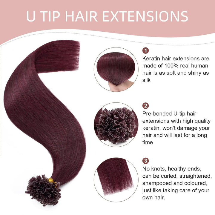 Haarverlängerung Bonding Extensions Echthaar 7A Remy Echthaar Haarteile Echthaar 0,5g Weich Natürlic