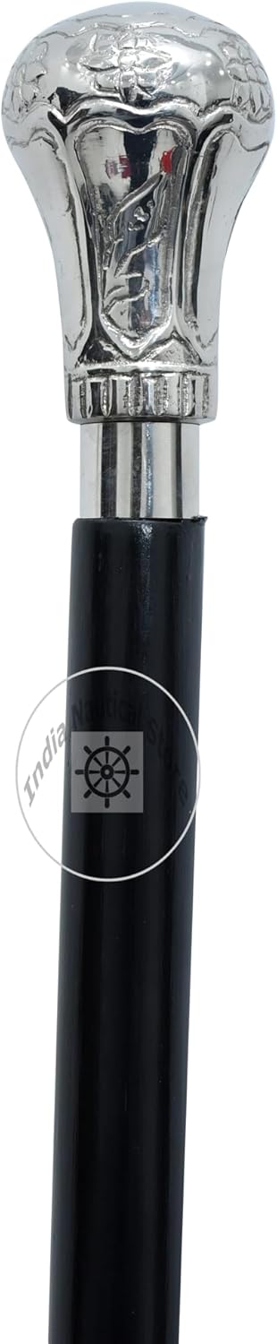 alfiya nautical store Harvy Canes Gehstock, verchromt, Messing, 91,4 cm, Chrom/Schwarz