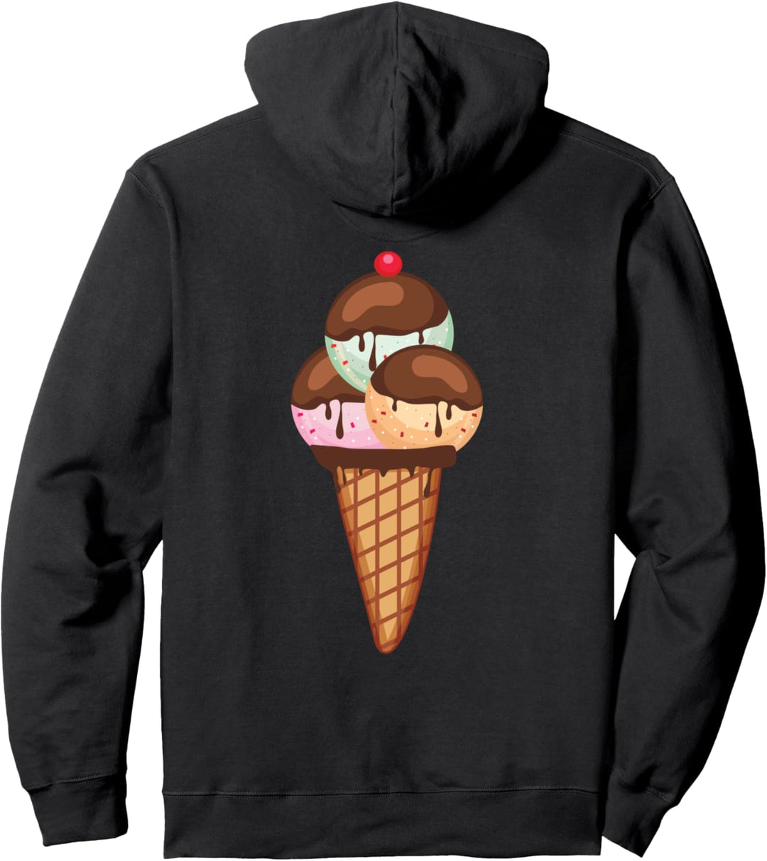 Cute Ice Cream Cone Scoops Sweets Mint Vanilla Strawberry Pullover Hoodie