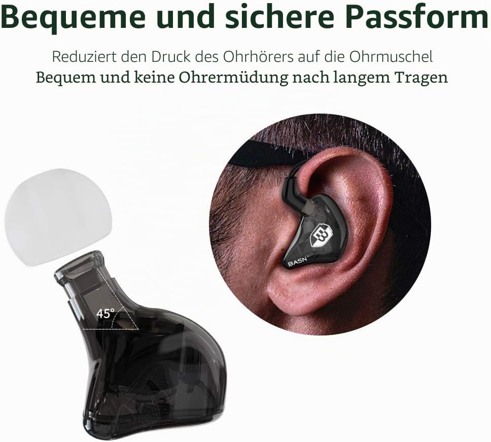BASN Bsinger In-Ear-Monitore Geräuschisolierende Kopfhörer, Dual-dynamische Treiber High Definition