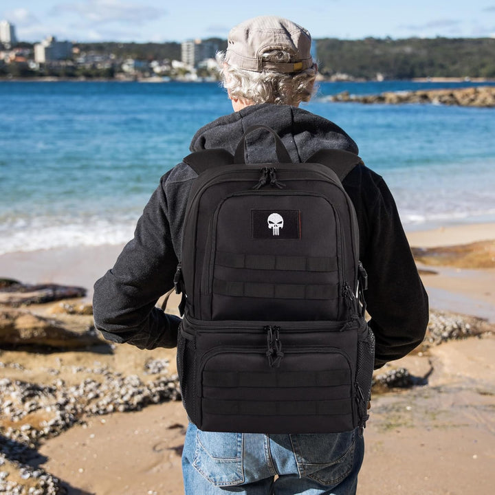 Taktischer Doppelstock-Kühlrucksack für Herren – Grosser Lunch-Rucksack mit 2 Fächern, Weiche Kühlta