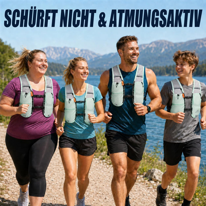 Laufweste Damen mit 500ml Trinkflasche/2L Trinkblase, Leichter Trinkrucksack Laufen Herren 6L, Runin