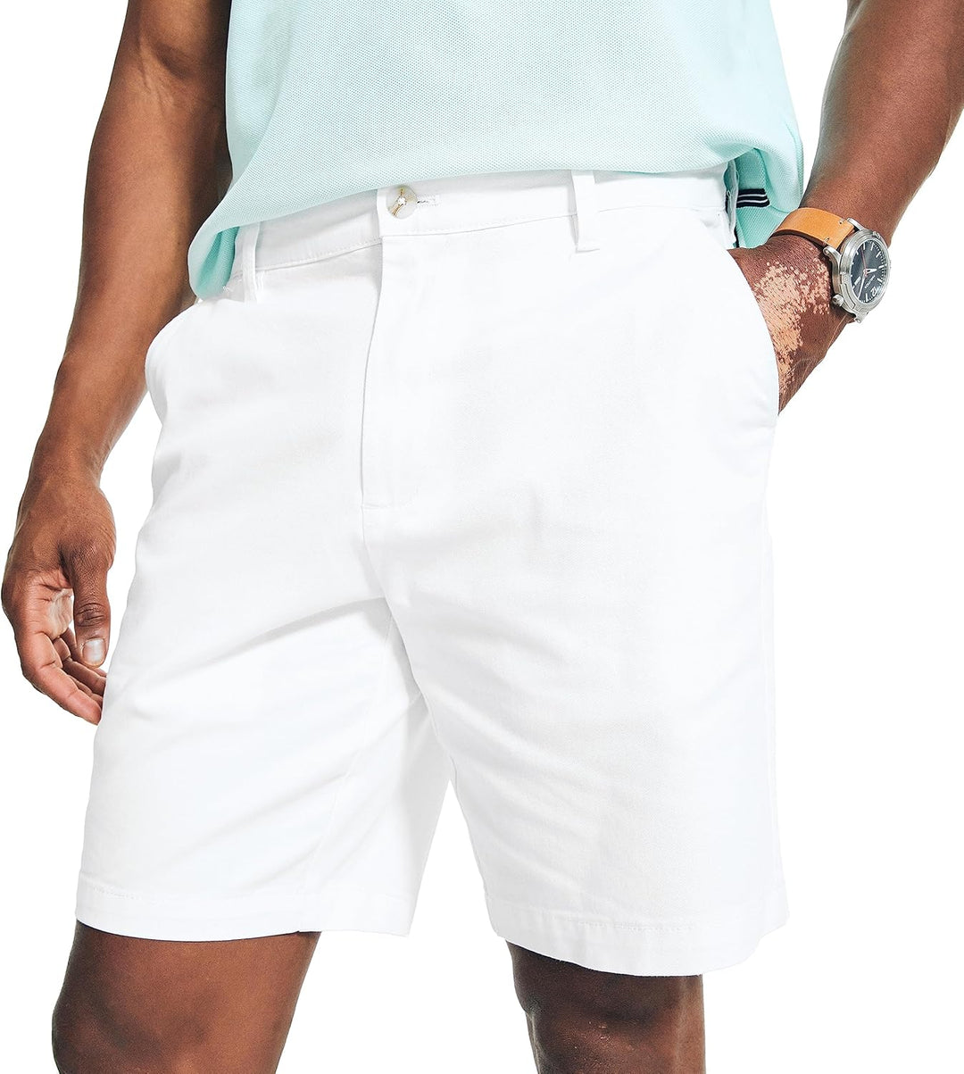 Nautica Herren Classic Fit Flat Front Stretch Chino Deck Lssige Shorts 32 Bright White, 32 Bright Wh