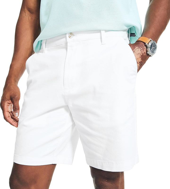 Nautica Herren Classic Fit Flat Front Stretch Chino Deck Lssige Shorts 32 Bright White, 32 Bright Wh
