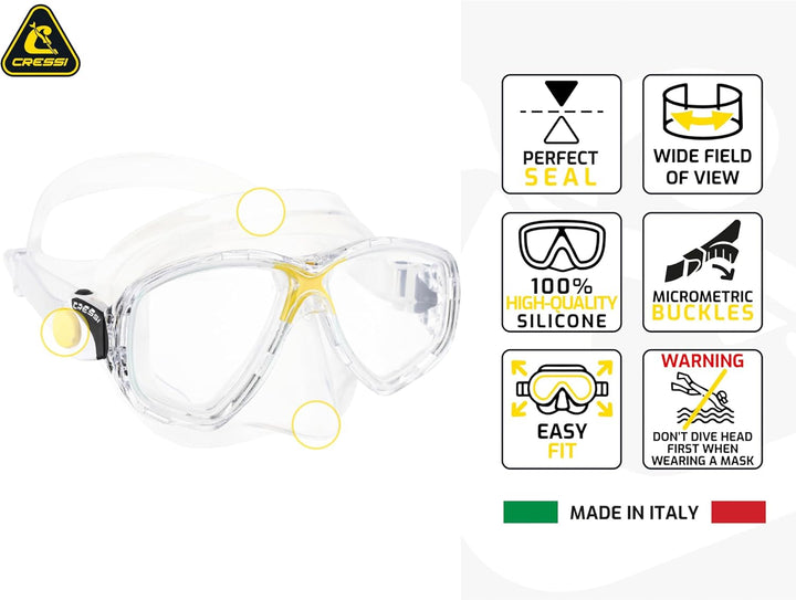 Cressi C/Set Marea VIP (New) Schnorchel Uni Transparent/Blau, Uni Transparent/Blau