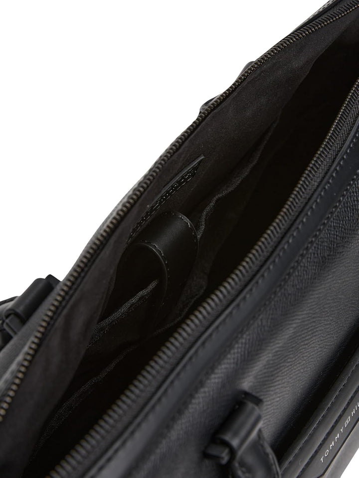Tommy Hilfiger Herren Laptoptasche Business aus Leder, Schwarz (Black), Einheitsgrösse