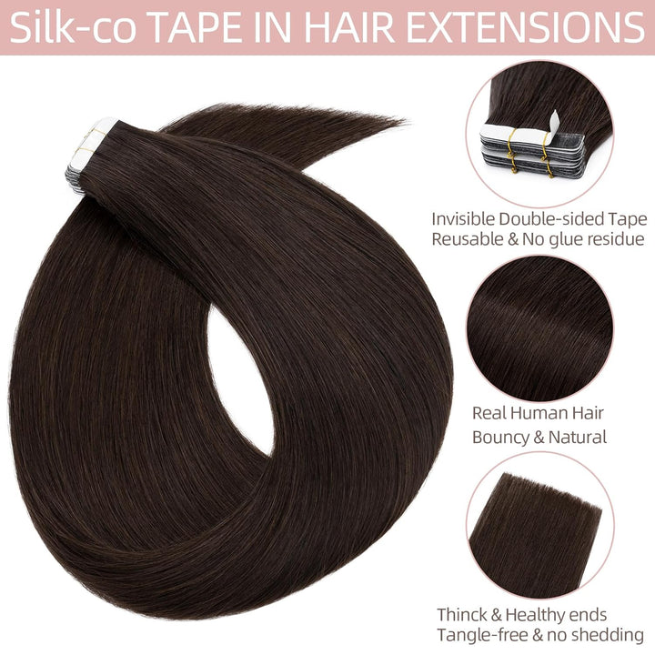 Silk-co Tape in Extensions Echthaar 40stk, Remy Tape Extensions Echthaar, Skin Weft Haarextensions K