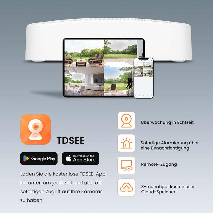 Tenda NVR Überwachungssystem Rekorder 4K, 8CH PoE NVR Recorder, 250m Langstreckenübertragung, H.265+