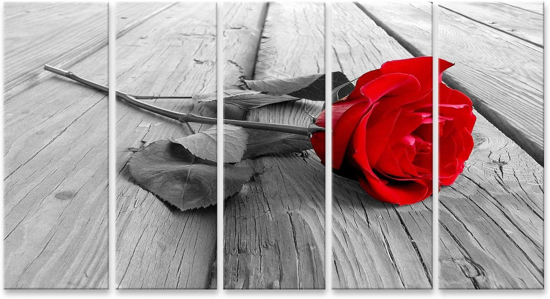 islandburner Bild auf Leinwand Rosen Rot Auf Holz Selektive Färbung Bilder Wandbilder Poster Leinwan