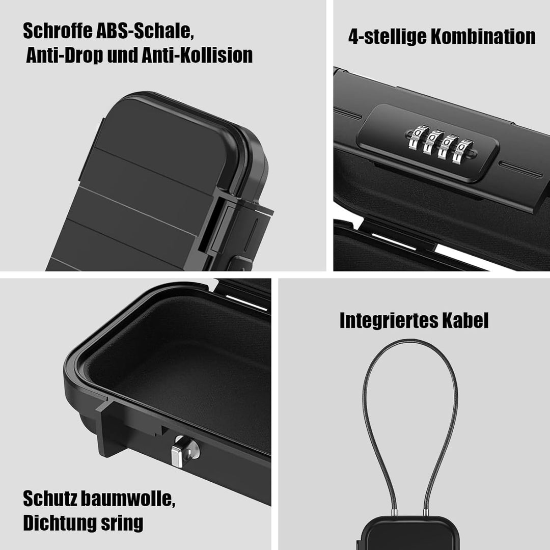 Tragbarer Tresor,[Wasserdicht] 4 Stellig Zahlencode Sicherheitsbox Outdoor Sicherheitssafe mit 6MM D