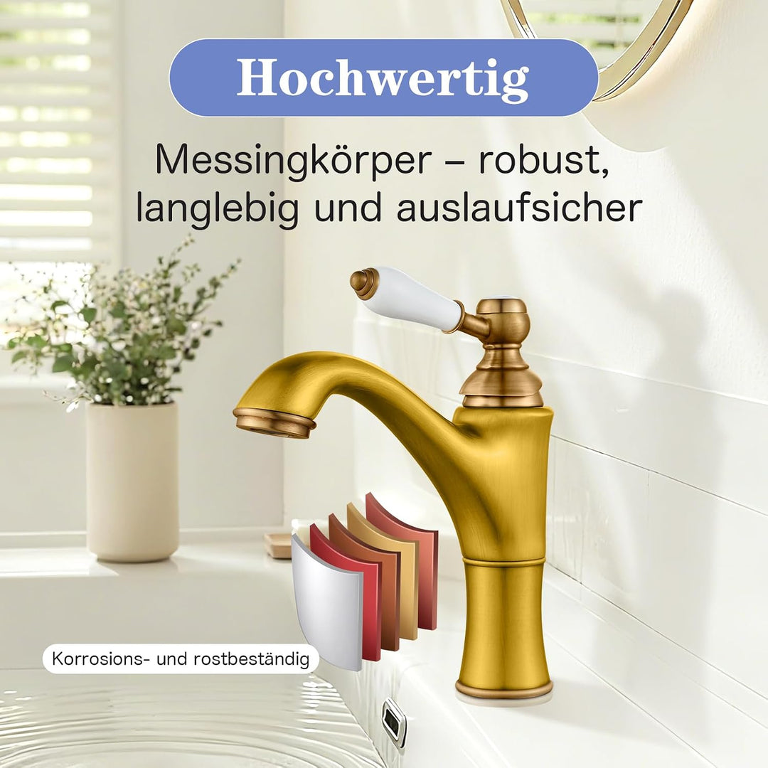 Wasserhahn Bad, Waschtischarmatur Mischbatterie Waschbecken Armaturen, Einhebel-Badezimmer mit Keram