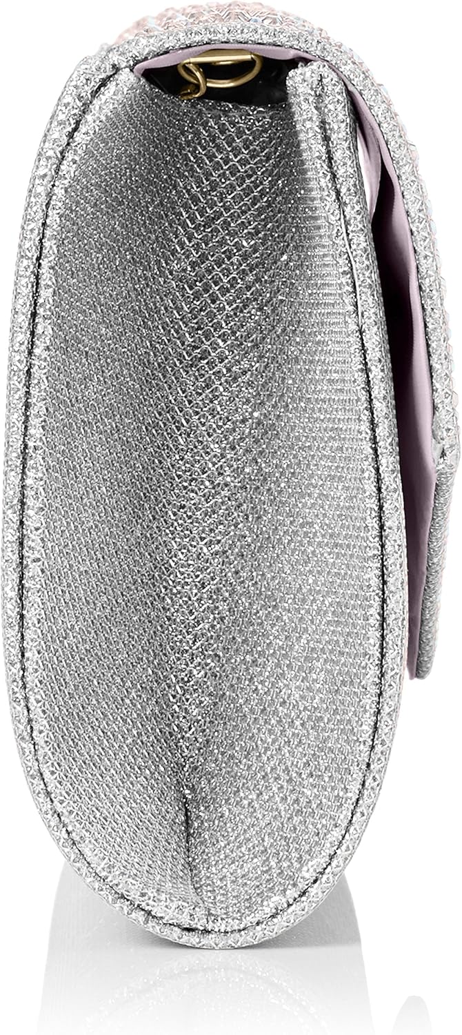 SwankySwans Damen Montary Diamant Clutch, Sling Bag, Einheitsgrösse Silberfarben, Silberfarben