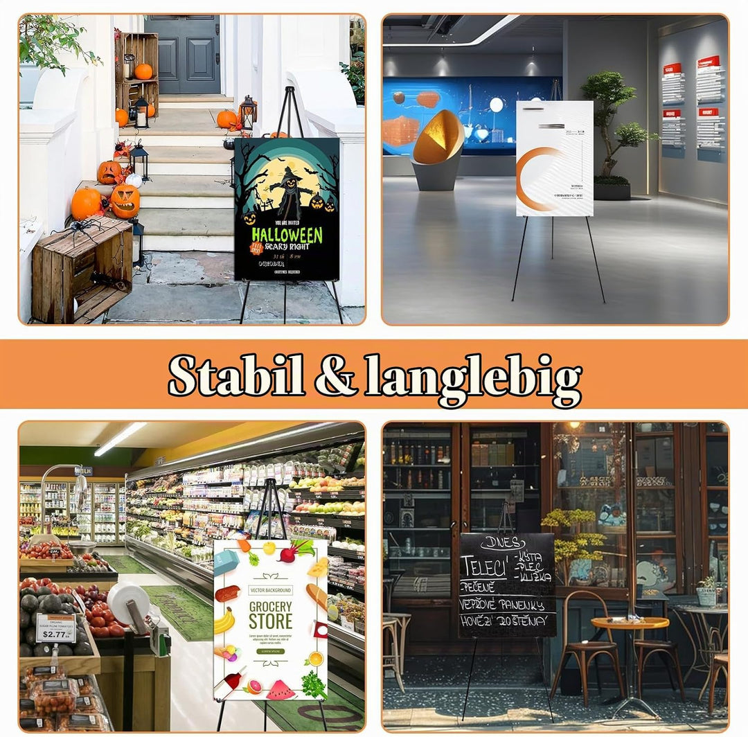 Staffelei Schwarz 169cm Gross - Easy Folding Studio Teleskop Boden Ständer für Hochzeit, Malerei, Po