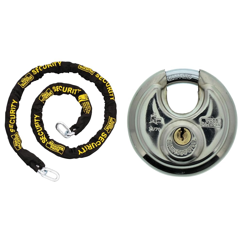 Burg-Wächter gehärtete Vierkantkette mit hochwertiger Textilummantelung & Rundbügelschloss, Vorhänge