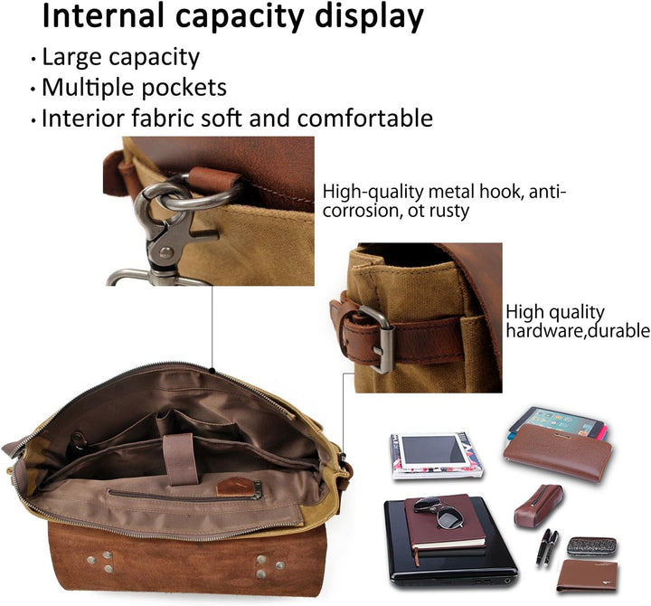 FANDARE Mode Tragbare Aktentasche Umhängetasche 14-Zoll-Laptop Herren Handel Studenten Reisen Multif