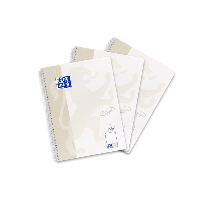 Oxford Touch Collegeblock A4 punktkariert/dotted, 160 Seiten, lichtgrau, 3 Stück Single, Single