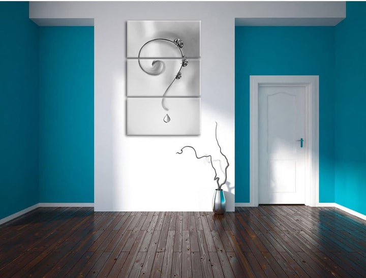 Pixxprint Marienkäfer Folgen dem Fragezeichen Kunst B&W 3-Teiler Leinwandbild 120x80 Bild auf Leinwa