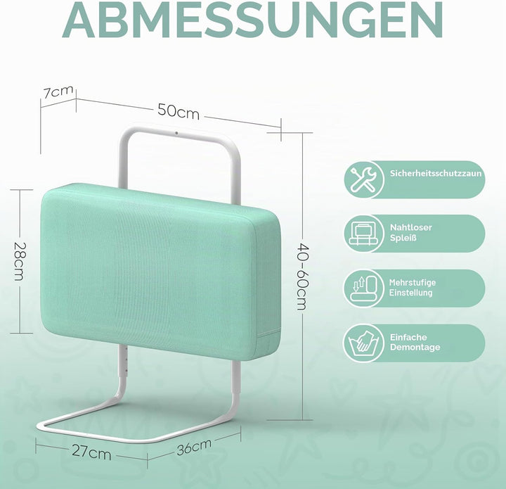 Bettgitter für Kinder – Rausfallschutz und Bettkantenschutz für Babybett und Kinderbett, Höhenverste
