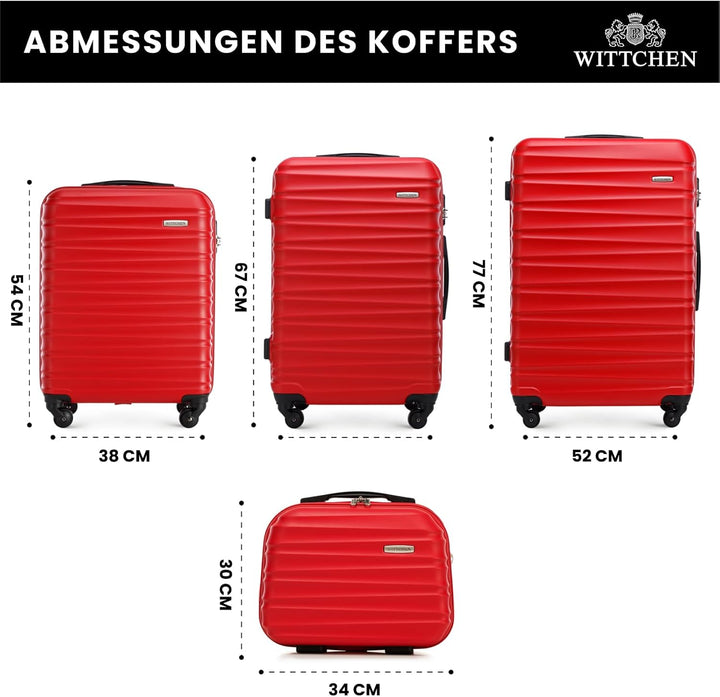 WITTCHEN Reisekoffer 4er Koffer-Set Rollkoffer Trolley Handgepäck Hartschale aus ABS mit 4 Spinner-R