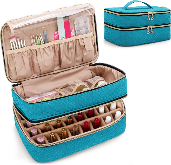 BAFASO Nagellack Aufbewahrung, Nagellack Organizer Tasche für 40 Flaschen(bis zu 15 ML), Doppelschic