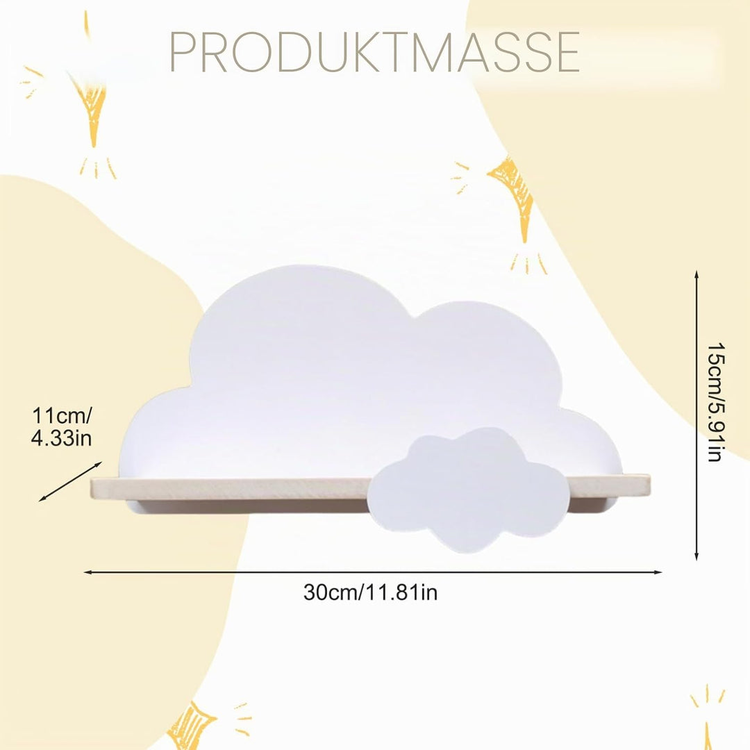 Wolkenregale Holz-Wolken-Wandregale mit Haken süsses und einfaches Wandregal zur Aufbewahrung von Bü
