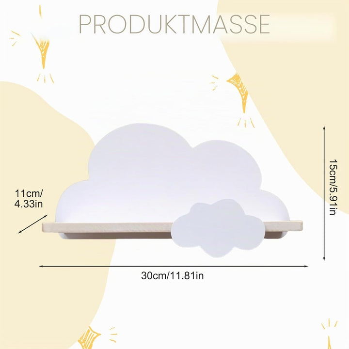 Wolkenregale Holz-Wolken-Wandregale mit Haken süsses und einfaches Wandregal zur Aufbewahrung von Bü