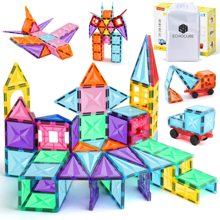 Magnetbausteine, 100 STK Magnetische Bausteine für Kinder, pädagogisches Konstruktionsspielzeug mit